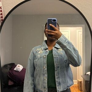 Forever 21 Light Blue Embroidered Denim Jacket